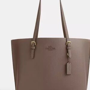 Coach Brown Leather Tote with Gold Accents color / taupe oxblood